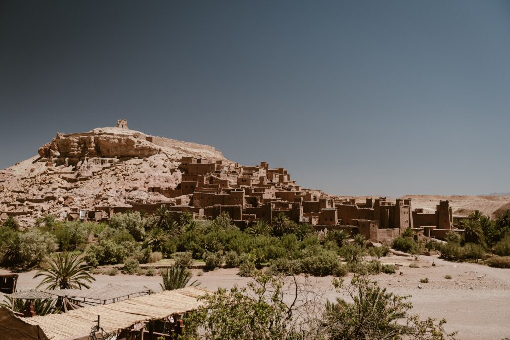 Ait Benhaddou kasbah on a hillside, Morocco