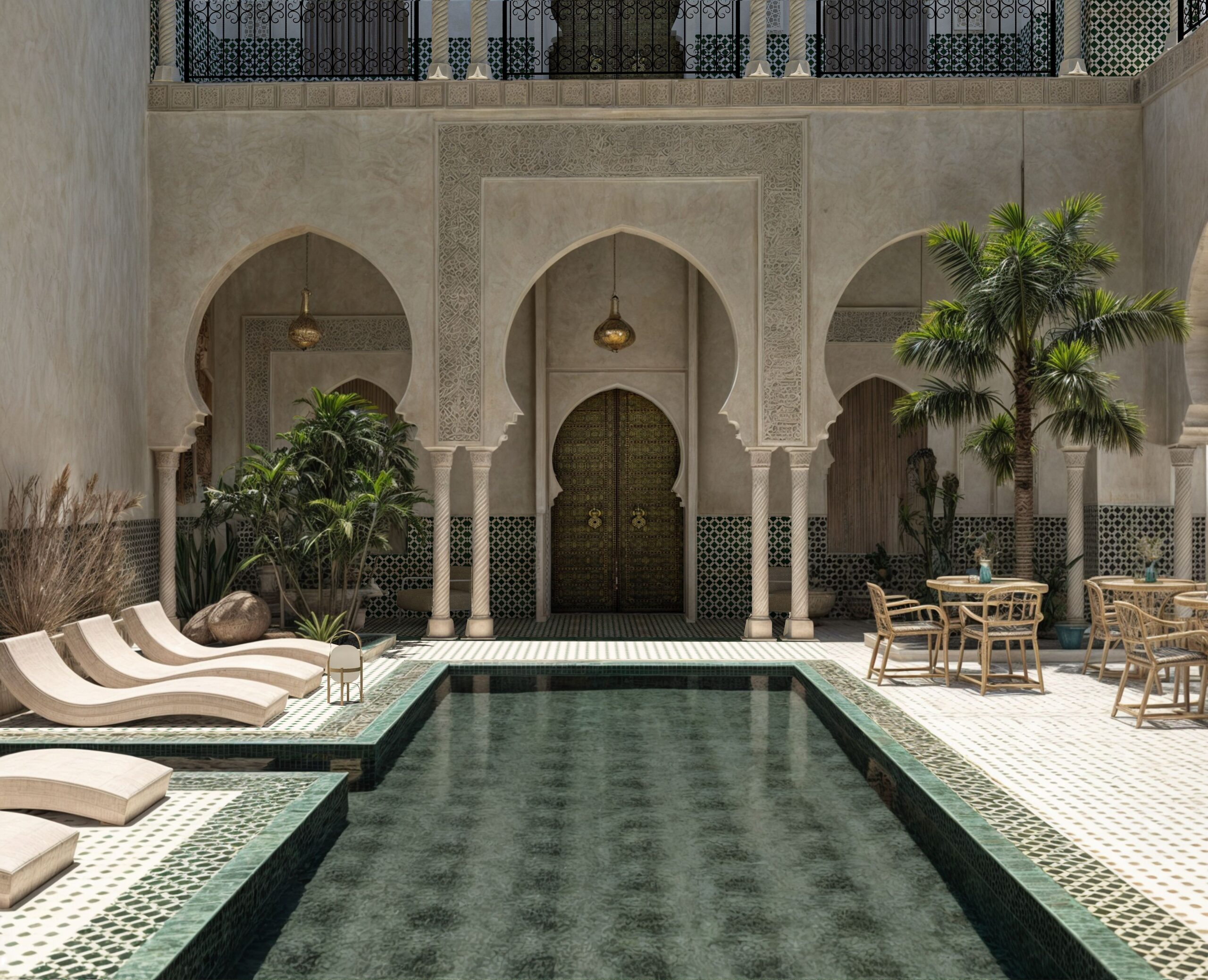 Elegant riad courtyard with pool, Marrakech